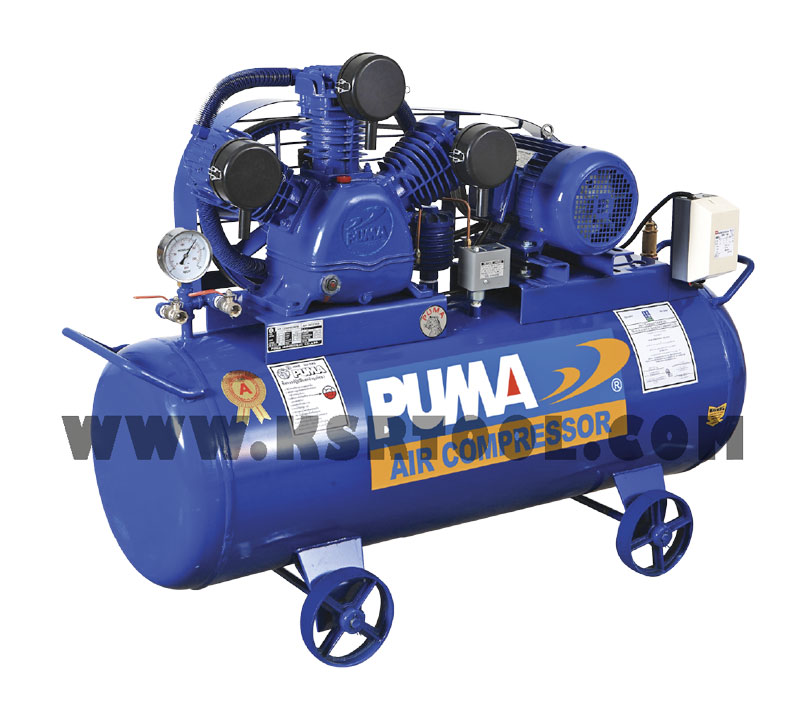 ปั๊มลมพูม่า PUMA ลูกสูบ มอเตอร์ 5 แรง PUMA ขนาดถัง 165 ลิตร 380V. 3 สาย